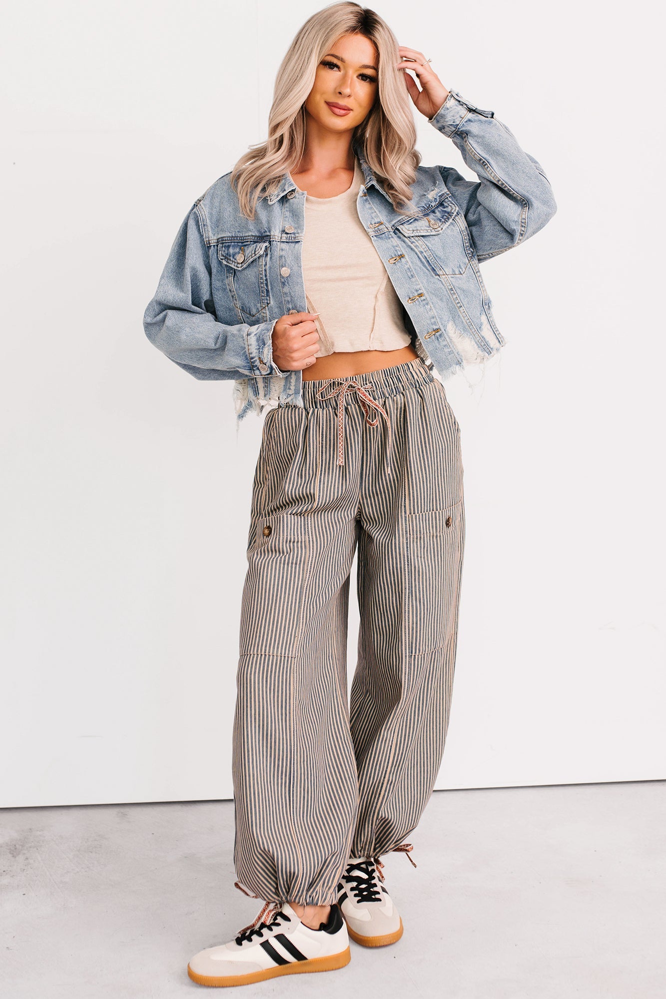 Standing Tall Signature 8 Distressed Denim Jacket (Medium Denim)