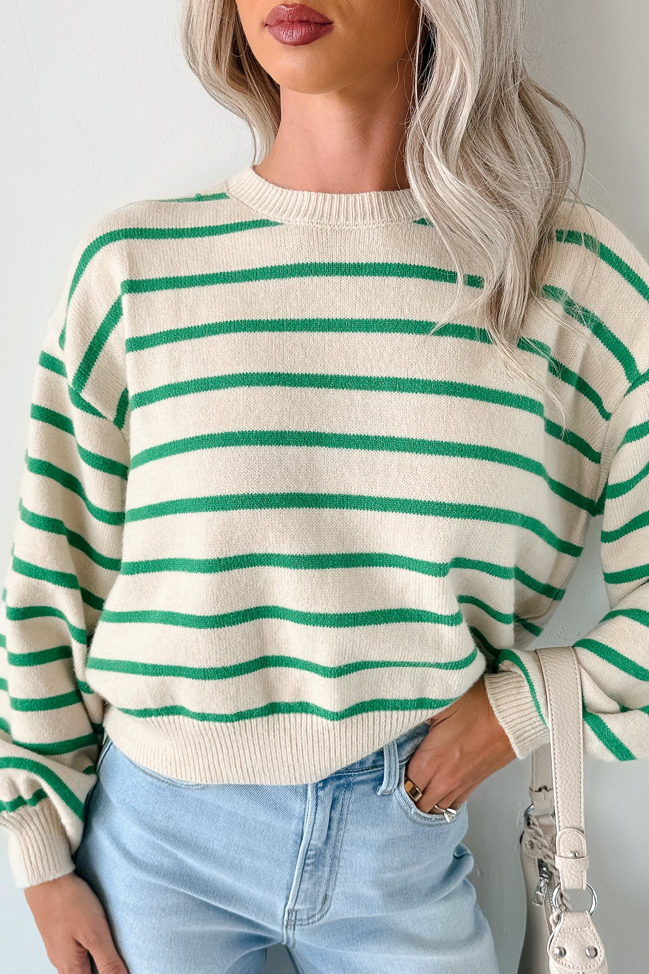 Morning Rituals Striped Button Detail Sweater (Green)