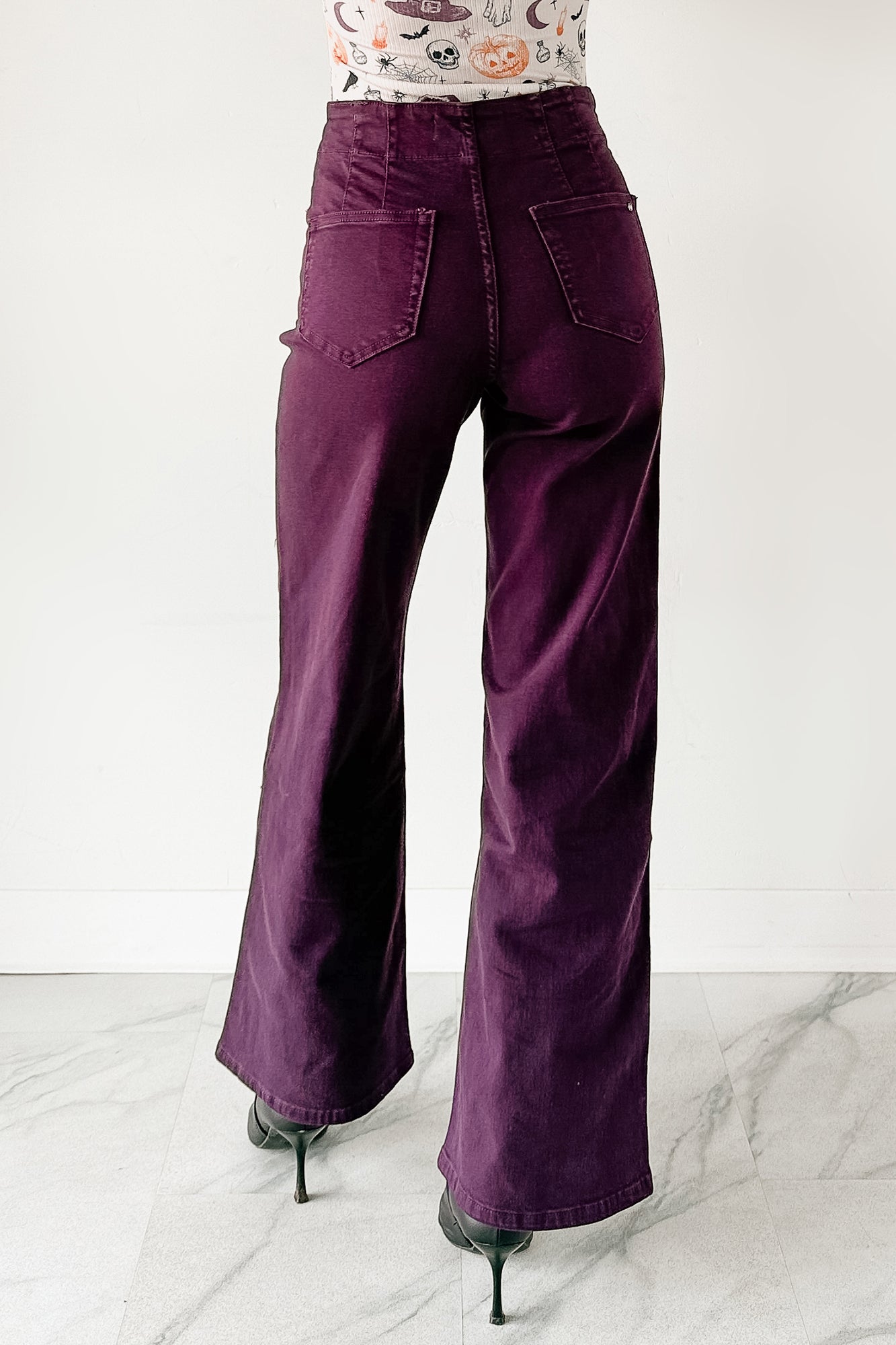 Carlotta High Rise Wide Leg Mica Denim Jeans (Plum)