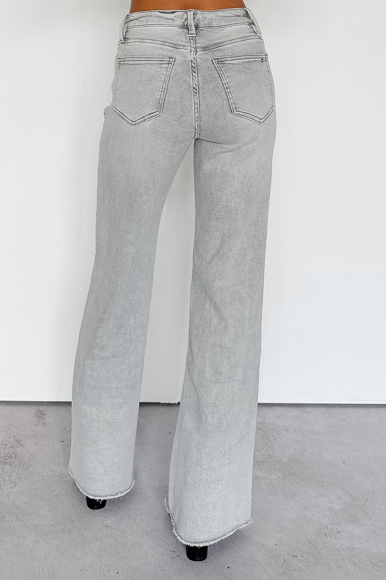 Maybrie Wide Leg Mica Denim Jeans (Platinum Grey)