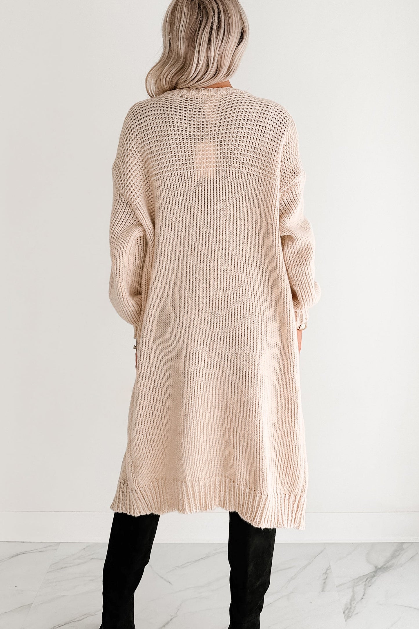 Lazy Layers Cable Knit Long Fit Cardigan (Taupe)