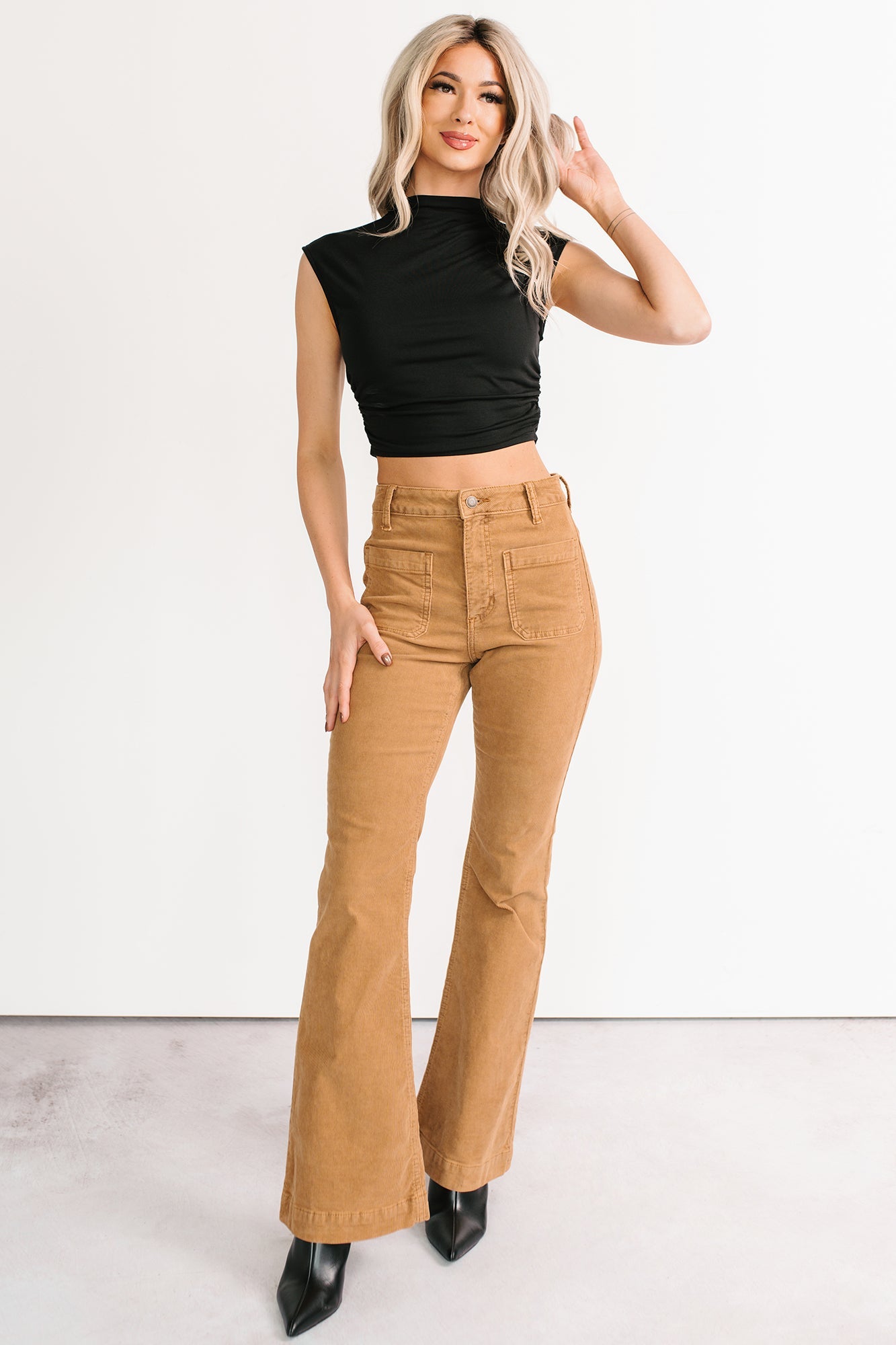 Kasen Corduroy Flare Sneak Peak Jeans (Camel)