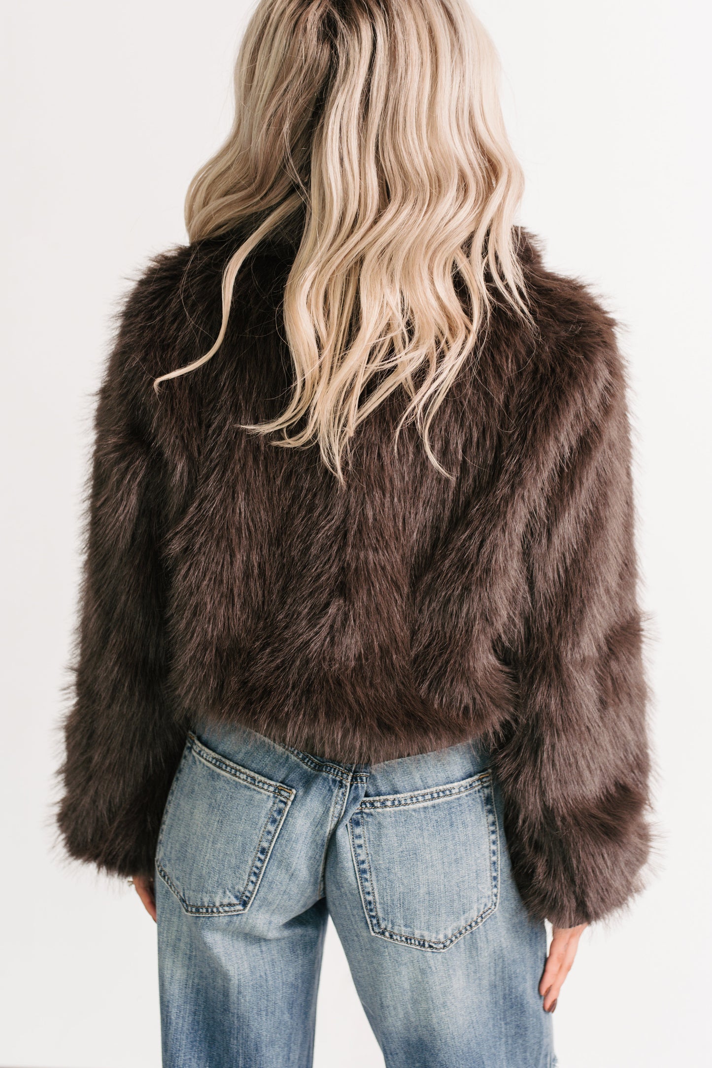 No Comparisons Faux Fur Plush Zip-Up Jacket (Brown)