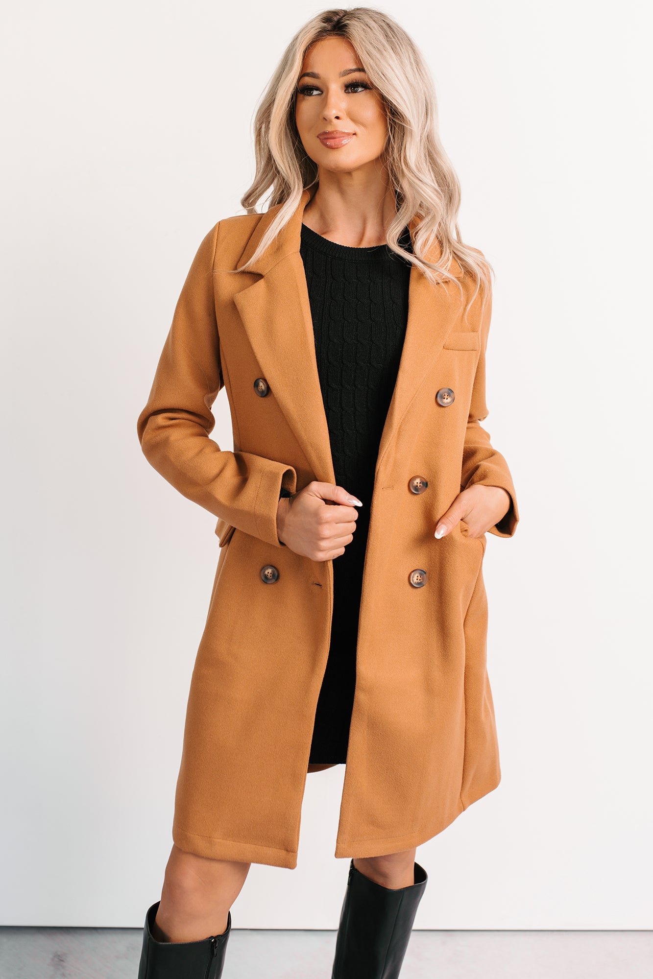 Downtown Drift Button Up Lightweight Coat (Camel)