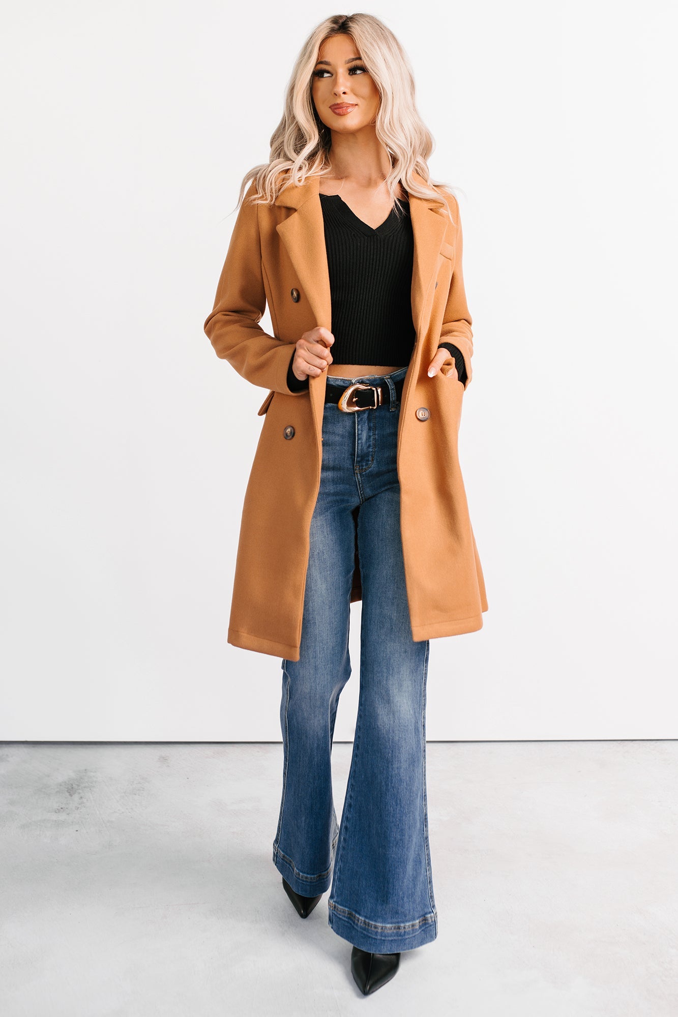 Downtown Drift Button Up Lightweight Coat (Camel)