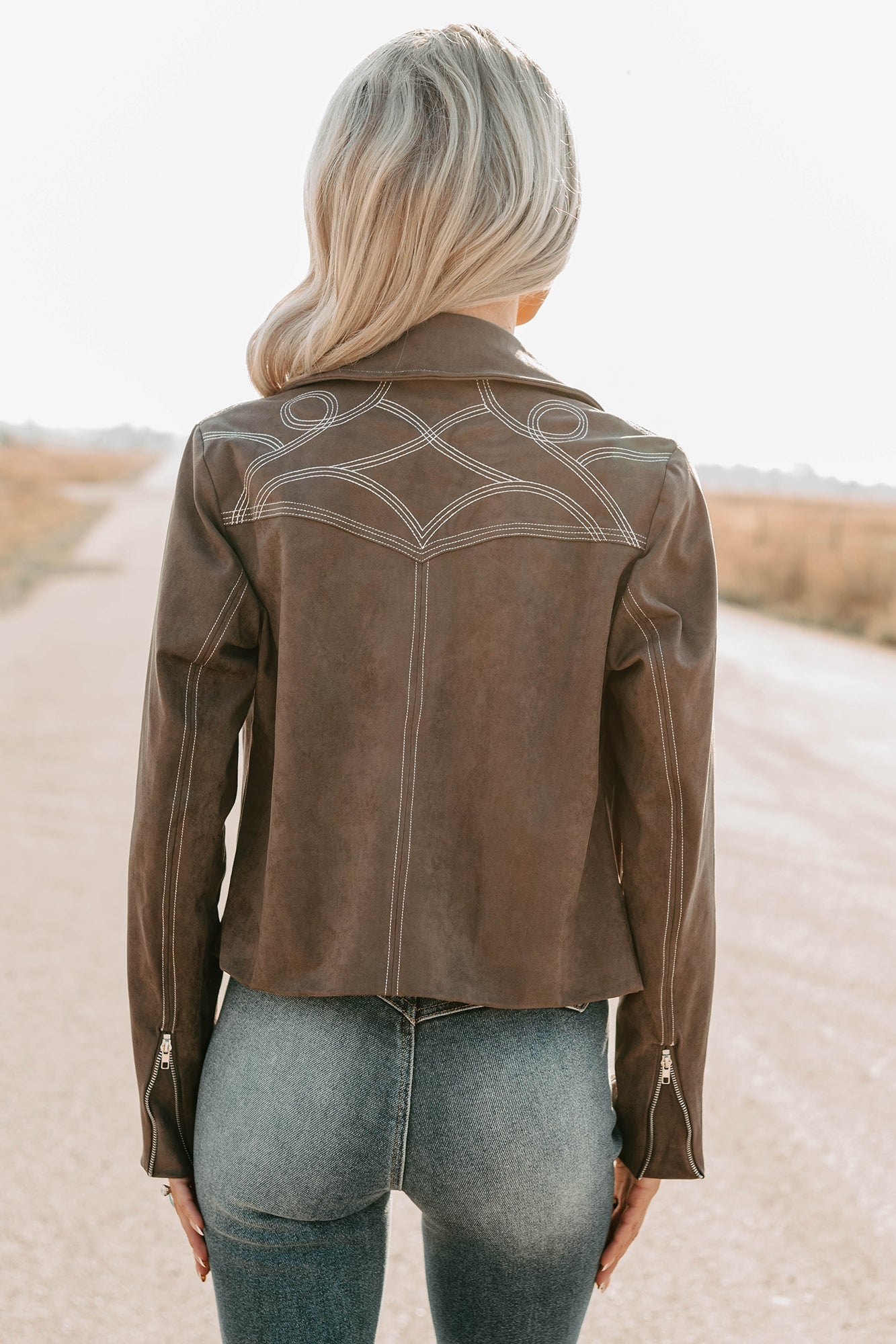 Exploring More Faux Suede Zip-Up Jacket (Charcoal)