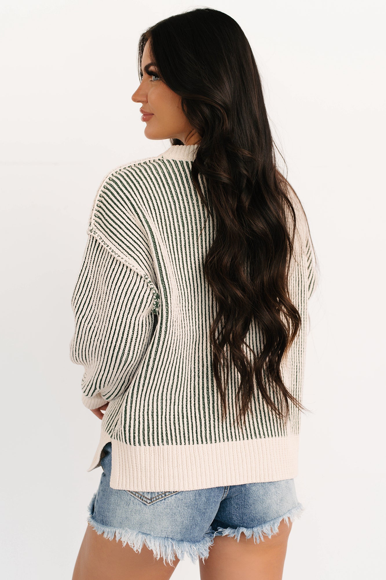 Snug Haven Two Tone Zenana Sweater (Dark Green)