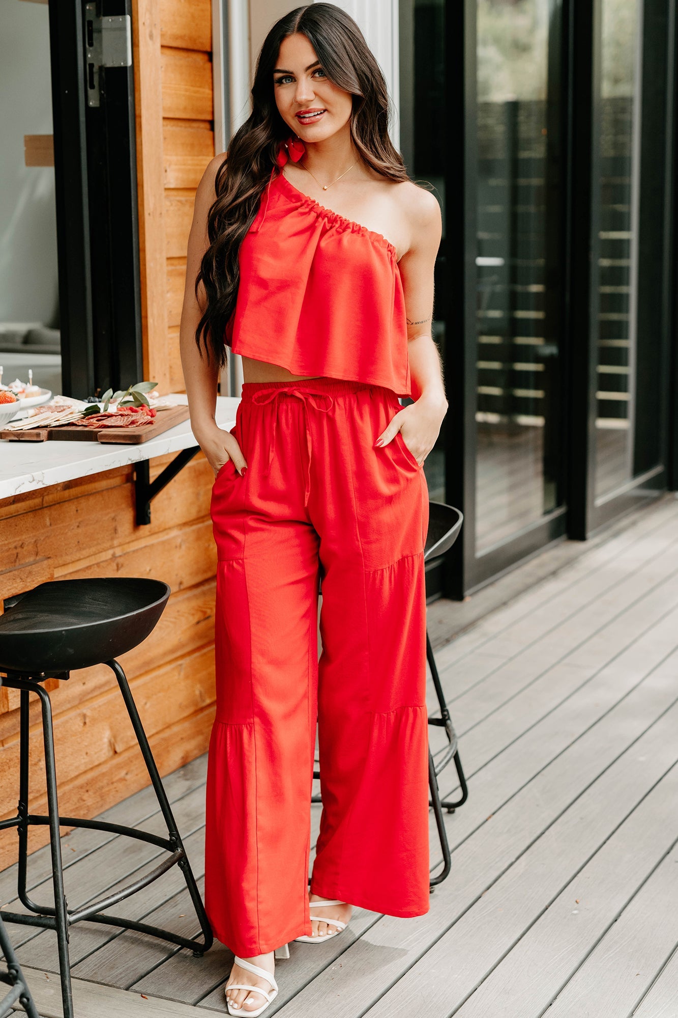 Too Saucy One Shoulder Top (Red)