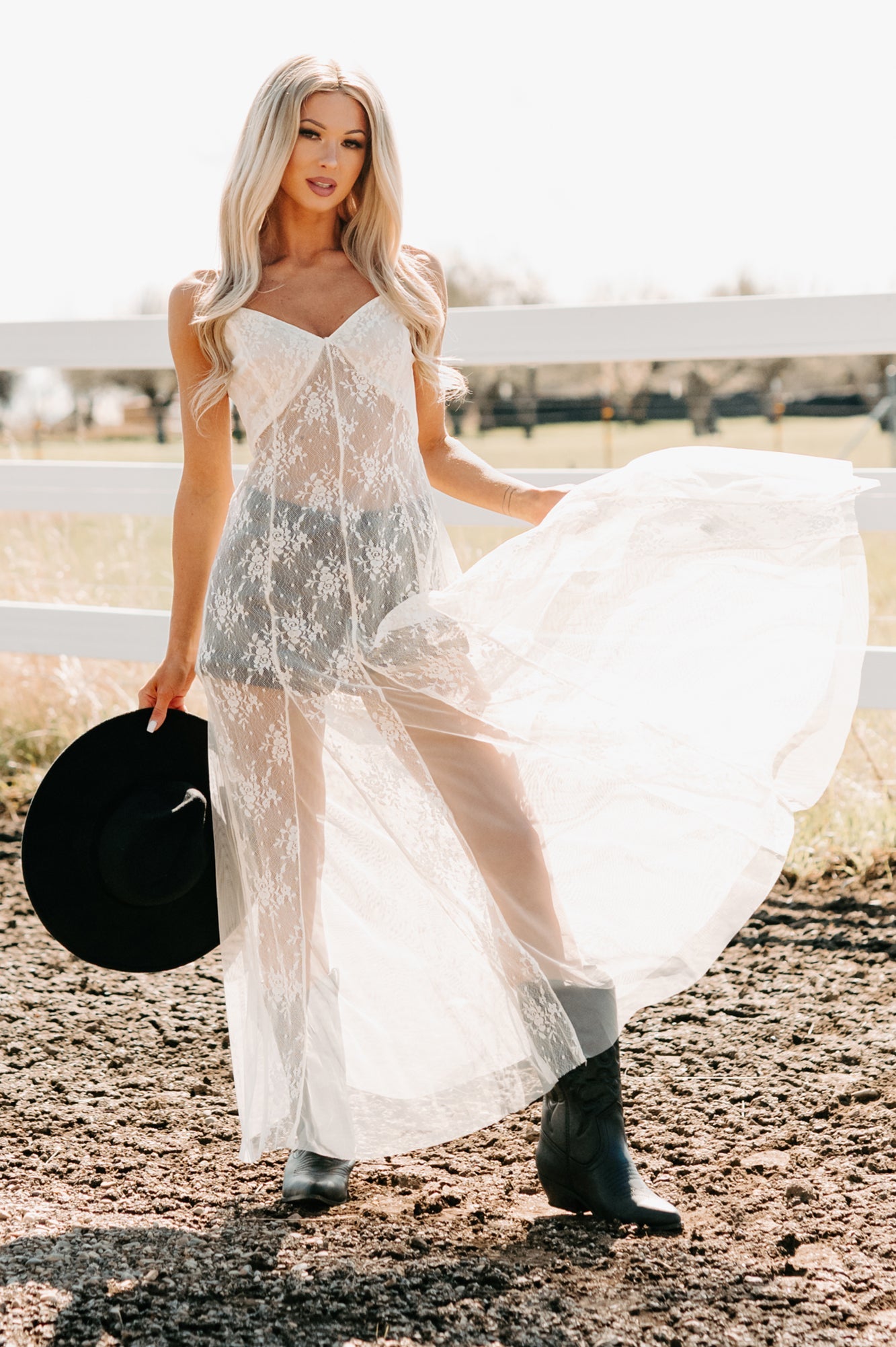 Glamorous Edge Floral Lace Maxi Dress (Cream)