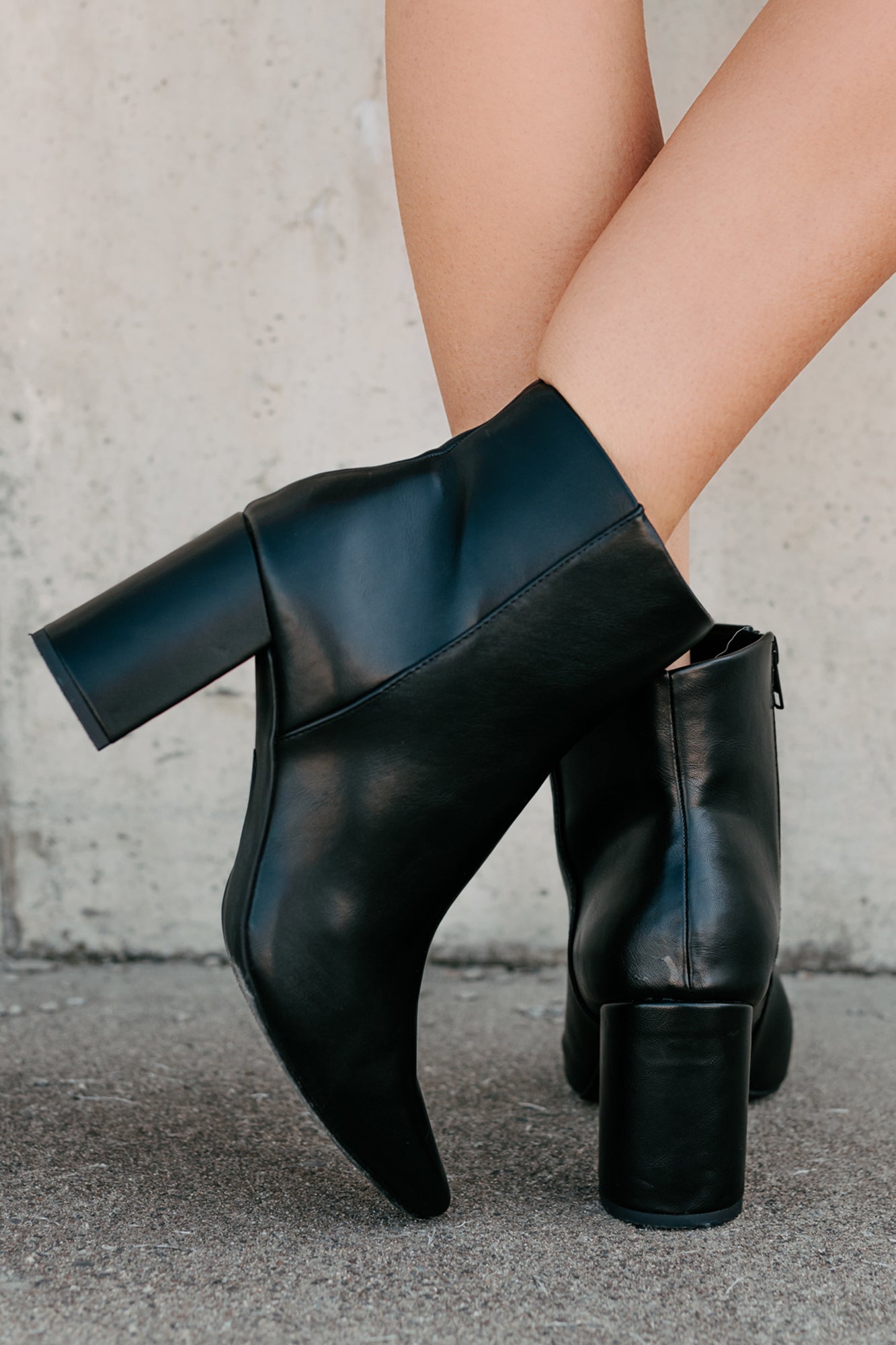 Polished Path Block Heel Ankle Boots (Black)