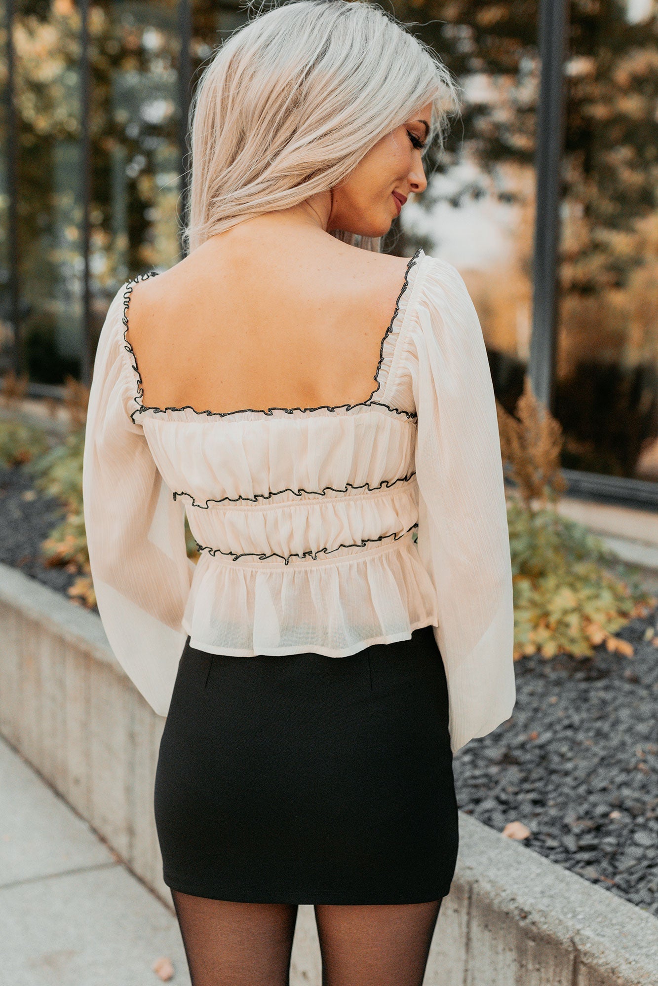 Cute With It Sweetheart Neck Bow Detail Top (Ivory)